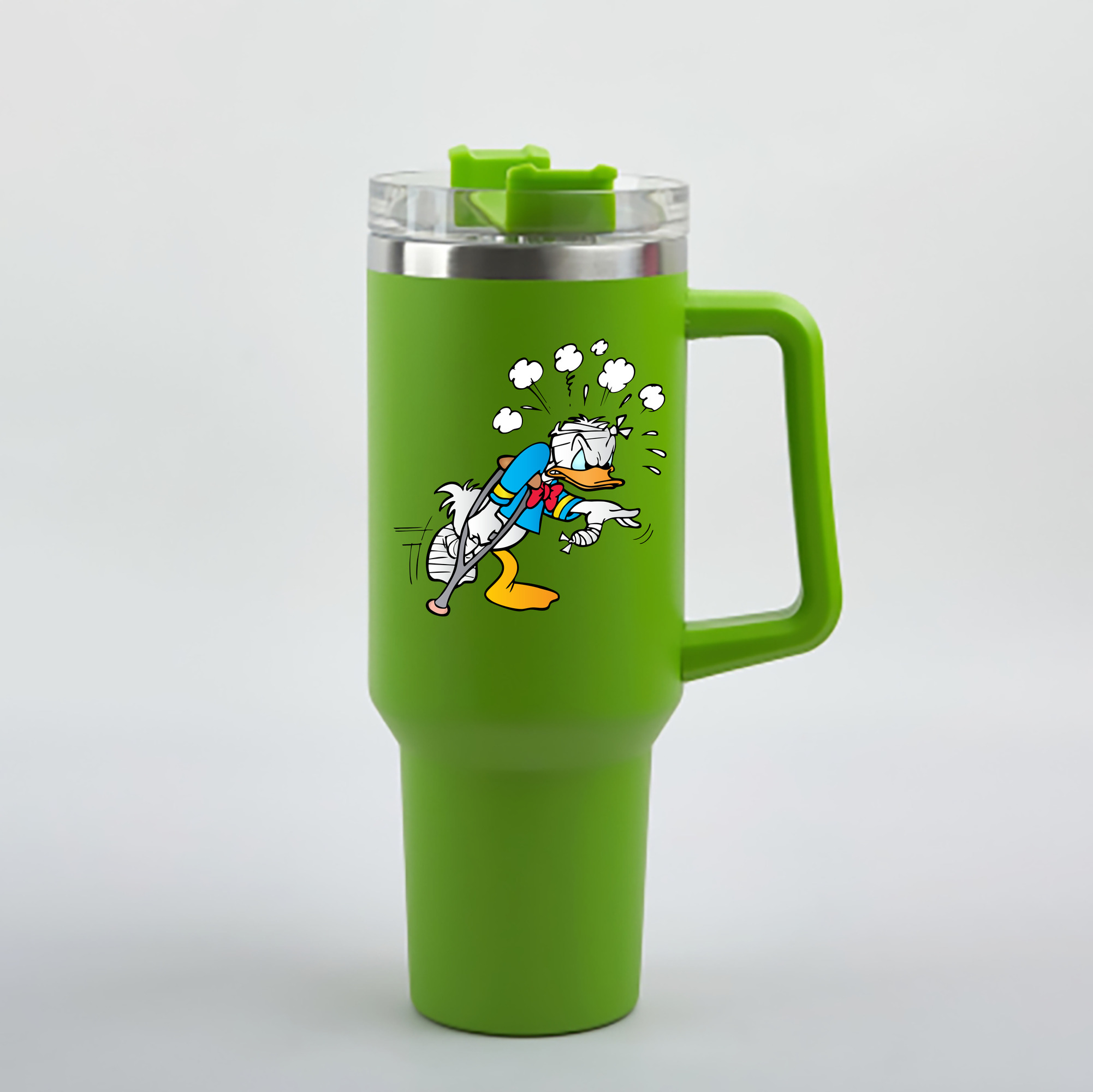 （画像用） ミッキーマウス Mickey Mouse 1200mL車用タンブラー - クリスタルステッカー（プラスチックストロー付き）